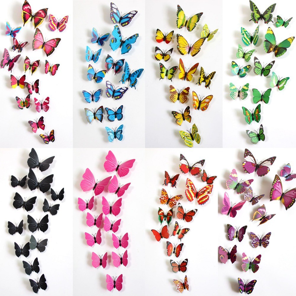 3D samolepky na zeď Motýli – sada 12 ks | Highlife.cz