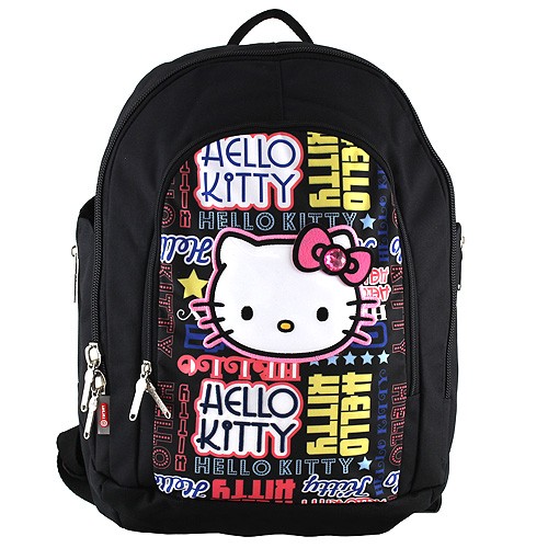 Hello Kitty Školní batoh Hello Kitty černý s nápisy | Highlife.cz